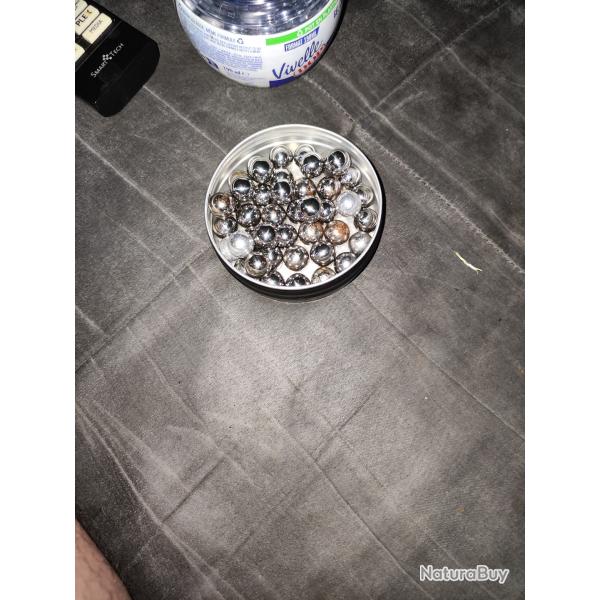 Billes alu cal 50 1.9 g (62 pi�ces) et billes acier 8g ( 42 pi�ce)