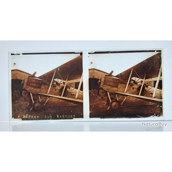 Photographie st�r�oscopique avion fran�ais Br�guet premi�re guerre mondiale