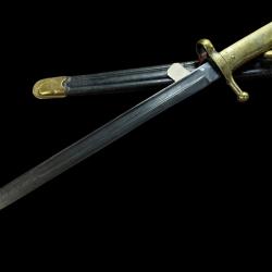 superbe et rare ba&iuml;onnette italienne mod&egrave;le 1870/87/16 poign&eacute;e laiton.