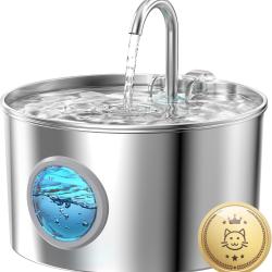 Fontaine &agrave; Eau pour Chat - 2,2L Distributeur Eaus Chats Automatique avec 6 Filtres + 3 &Eacute;ponges