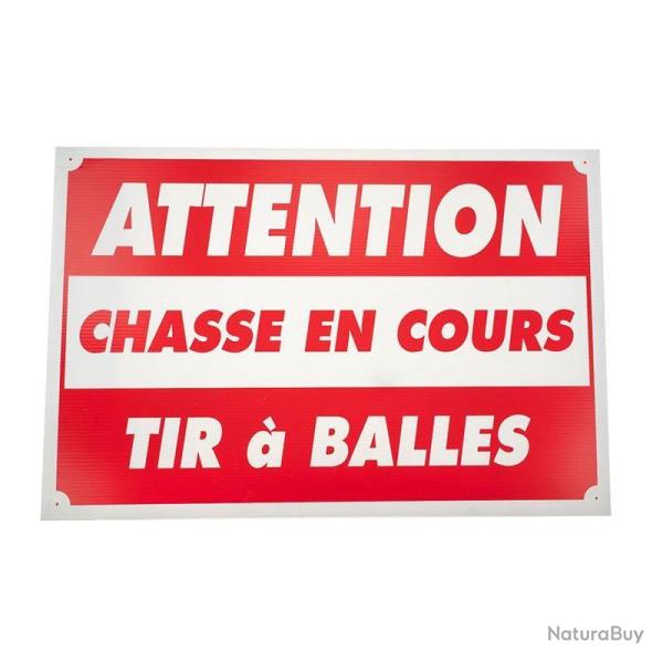 Panneau ''Attention chasse en cours tir � balles" JANUEL 25x30 en alu