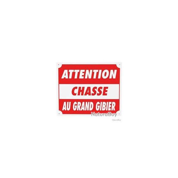 Panneau "Attention chasse au grand gibier" en alu 25x30cm