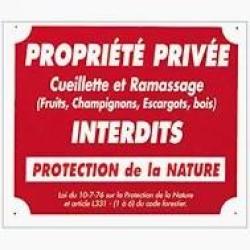 Panneau "Propri&eacute;t&eacute; priv&eacute;e cueillette et ramassage Interdits" en alu 25x30