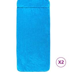 Serviettes plage tissu turquoise 75x200 cm 400 GSM absorbantes lot 2