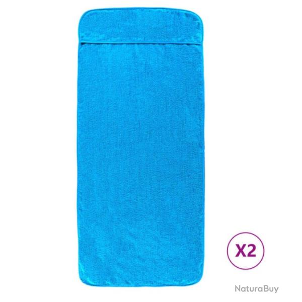Serviettes plage tissu turquoise 75x200 cm 400 GSM absorbantes lot 2