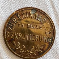 Medaille Zur Erinnerung an meine Rekrutierung Kaiserreich Baden 1892-1918