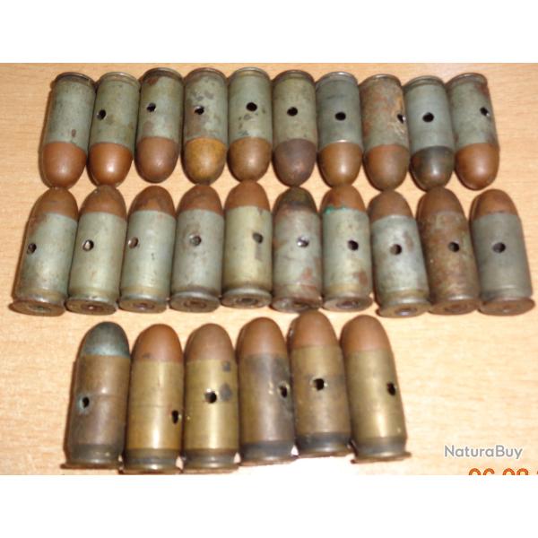 lot de 26 cartouches 11.43 US neutralis�es , vid�es et percut�es