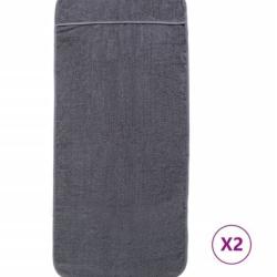 Serviettes plage tissu anthracite 75x200 cm 400 GSM absorbantes lot 2