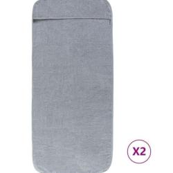 Serviettes plage tissu gris 75x200 cm 400 GSM absorbantes lot 2