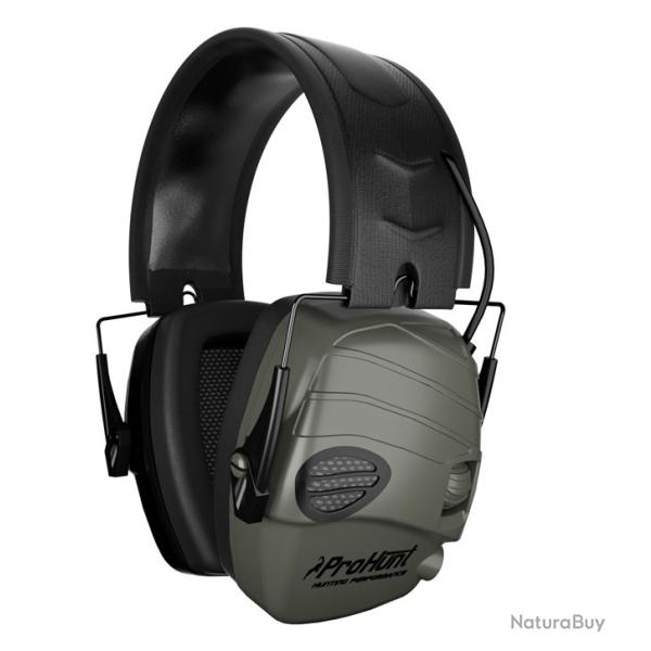 CASQUE ANTI-BRUIT PROHUNT ELECTRONIQUE VERT