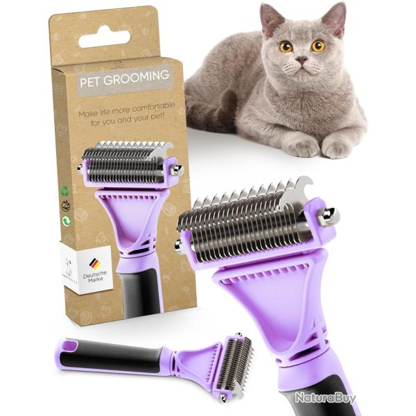 Brosse Sous Poil Chat Anti-Mue - Peigne de Toilettage Doux pour Pelage Long et Court, Dents Inox