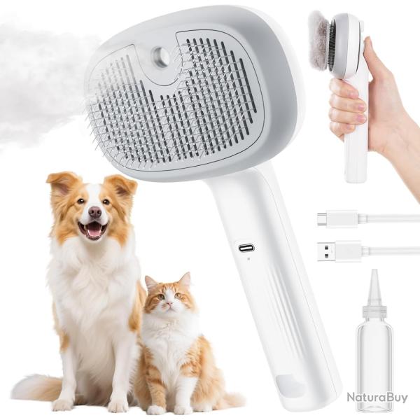 Brosse Chat/Chien Autonettoyante, Vaporisateur pour Poils Long et Court, 2 Mode de Pulv�risation