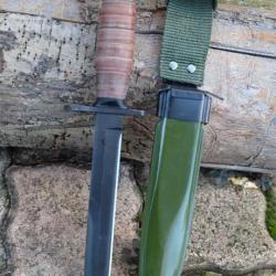 Couteau Ba&iuml;onnette USM4 PAL WWII M3 Trench Knife Army Rangers Ops Lame Acier Carbone Manche Cuir 001