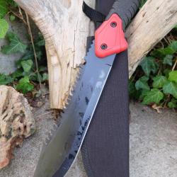 Gros Couteau Combat Machette Bowie Lame Acier 3Cr13 Manche Abs Black/Red Etui Nylon Survie Treck 01