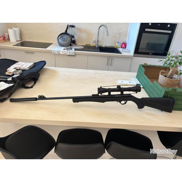Carabine Rossi 8122 Bolt Action cal. .22 LR + lunette + silencieux + 2 chargeurs + munitions