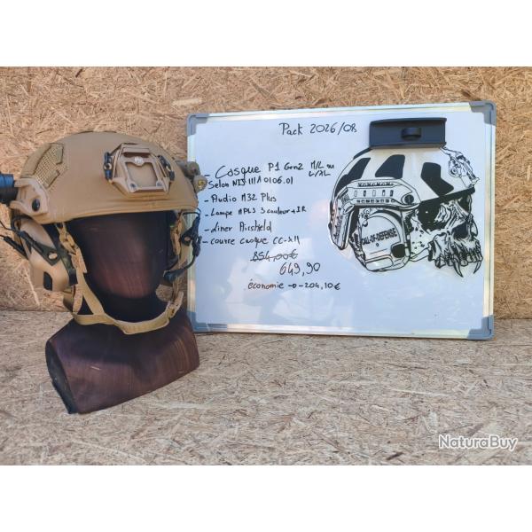 Pack casque balistique P1 GEN2 Coyote Brown Starter