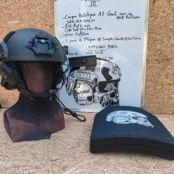 Pack casque + plaques FDO  .A1 GEN2 + M32 MOD4 + plaques III.