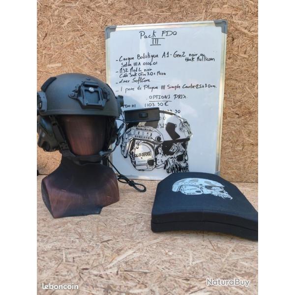 Pack casque + plaques FDO  .A1 GEN2 + M32 MOD4 + plaques III.