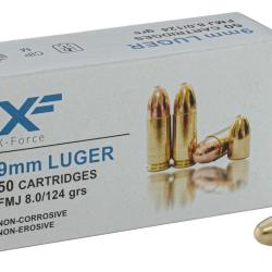50 munitions ATS X-Force 9x19 mm FMJ 124 gr bo&icirc;te de 50