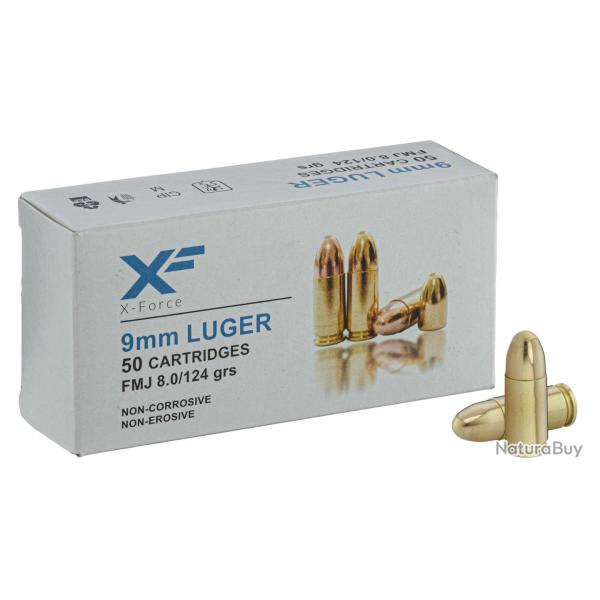 50 munitions ATS X-Force 9x19 mm FMJ 124 gr bo�te de 50