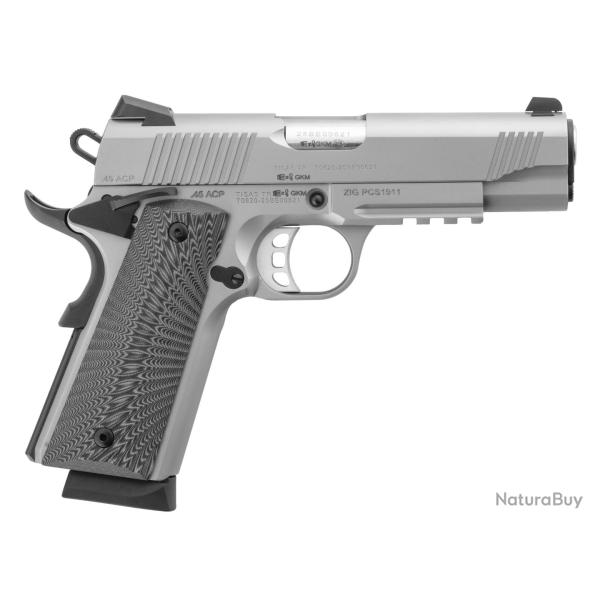 Pistolet TISAS ZIG PCS 1911 Inox 4.25" .45 ACP