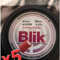 Lot 5 Boites de 50 Plombs Explosifs Kvintor Blick 4.5mm. Soit 250 plombs