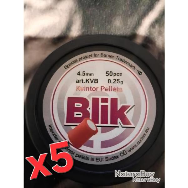 Lot 5 Boites de 50 Plombs Explosifs Kvintor Blick 4.5mm. Soit 250 plombs