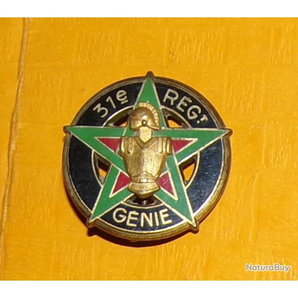 31� Bataillon du G�nie, cuirasse rivet�e, �pingle sertie , roue dor�e noire �toile 5 branches verte