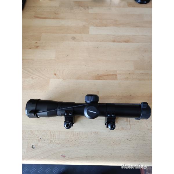 Lot base de montage T/C CONTENDER THOMPSON Noir rail Picatinny +Lunette RS 2x20 Jamais servis