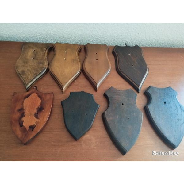 8 ECUSSONS BOIS POUR TROPHEES CHASSE CHEVREUIL CHAMOIS ISARD