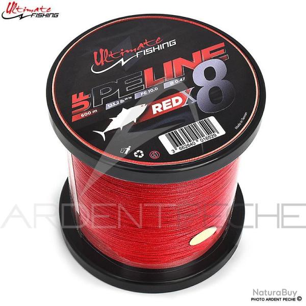 Ench�re � 1� ! Tresse ULTIMATE FISHING PE Line X8 fighting 600 Red PE6 (� 0.41mm)