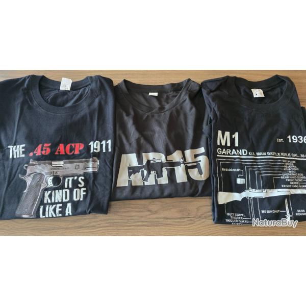 T-shirt - lot de 3 t-shirt taille XL : Garand - AR15 - 1911