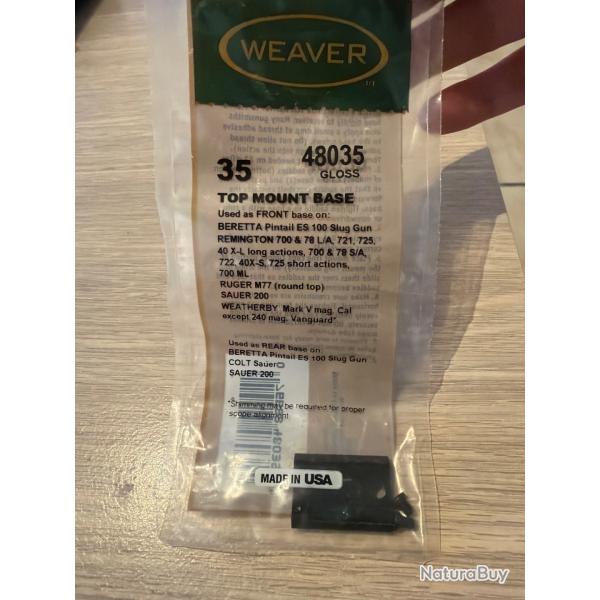 Embase de lunette Weaver Top Mount Base 35 (R�f. 48035) - Neuf sous sachet