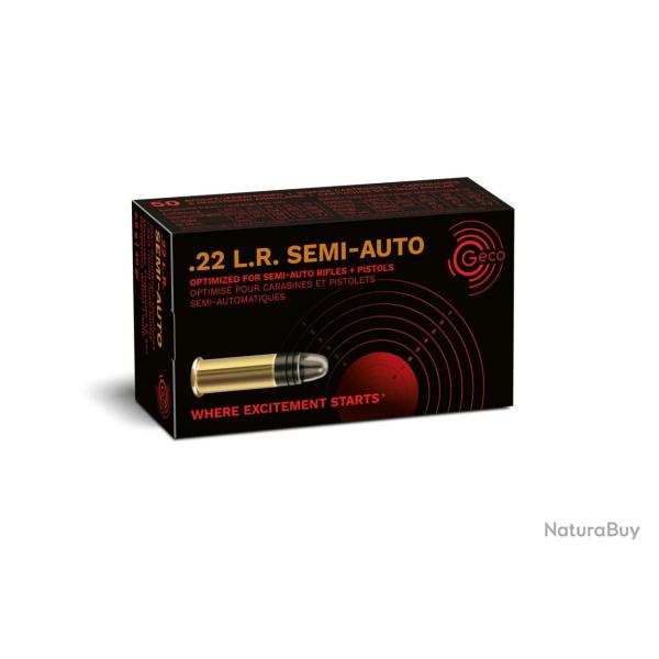 Munitions GECO .22 LR Semi-Auto 40 gr - 2,6 g (40 grains) - Bo�te de 500