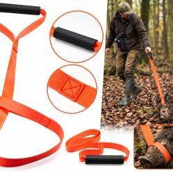Sangle de traction pour gibier avec poign&eacute;e ergonomique - 150 cm