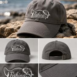 Casquette p&ecirc;che grise