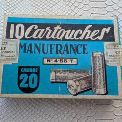 Cartouches Manufrance calibre 20 N 8