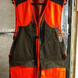 2 gilets sans manches orange chasse