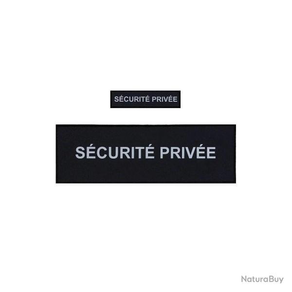 Pack Flaps "SECURITE PRIVEE" Noir HV (poitrine et dos) 3x12cm+10x30cm Noir