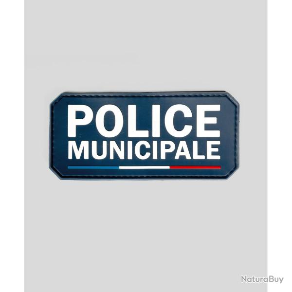 Flap Gomme "POLICE MUNICIPALE" Velcro 13�6 cm - GK Noir