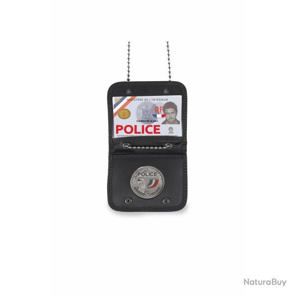 Porte-carte de cou avec emplacement m�daille Noir