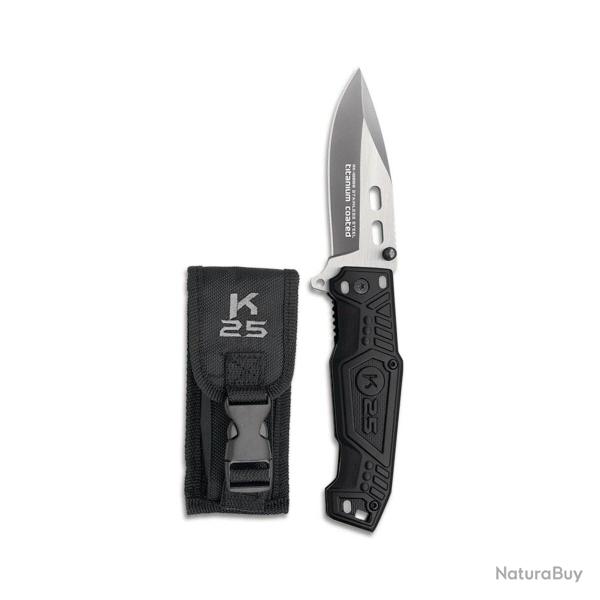 Couteau Pliant Lame Mixte K-25 Noir