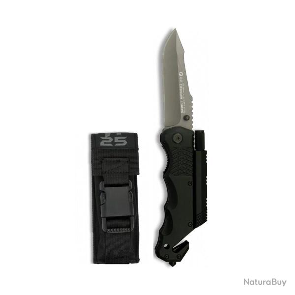 Couteau Pliant K25 Noir Silex et Torche Noir
