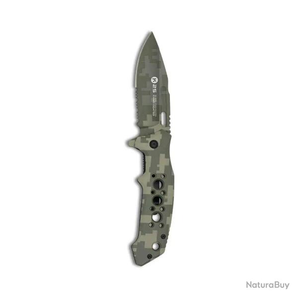 Couteau Pliant Tactique Pixel Vert - K25 CAM CE