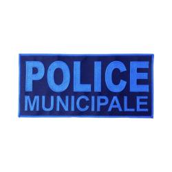 Flap Bleu Police Municipale Basse Visibilit&eacute; 28x13cm Marine
