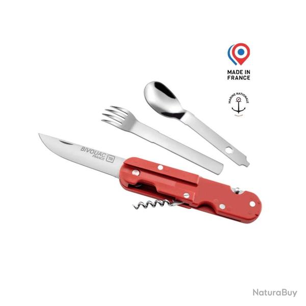 Couteau Bivouac Rouge avec Couverts - Marine Nationale Rouge