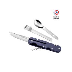 Couteau Bivouac avec Couverts - Bleu Rouge