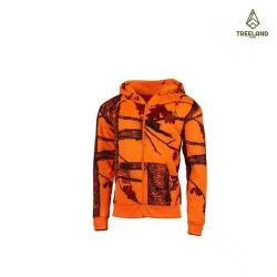 Veste a capuche enfant zipp&eacute;e camo orange treeland 6 ans