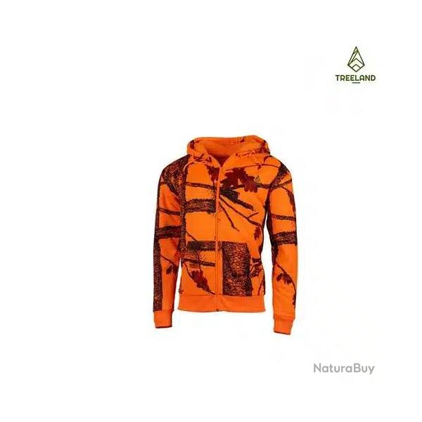 Veste a capuche enfant zipp�e camo orange treeland 6 ans