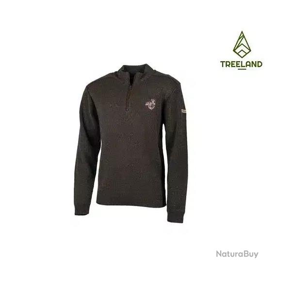 Pull en laine col zippe motif sanglier treeland 3XL